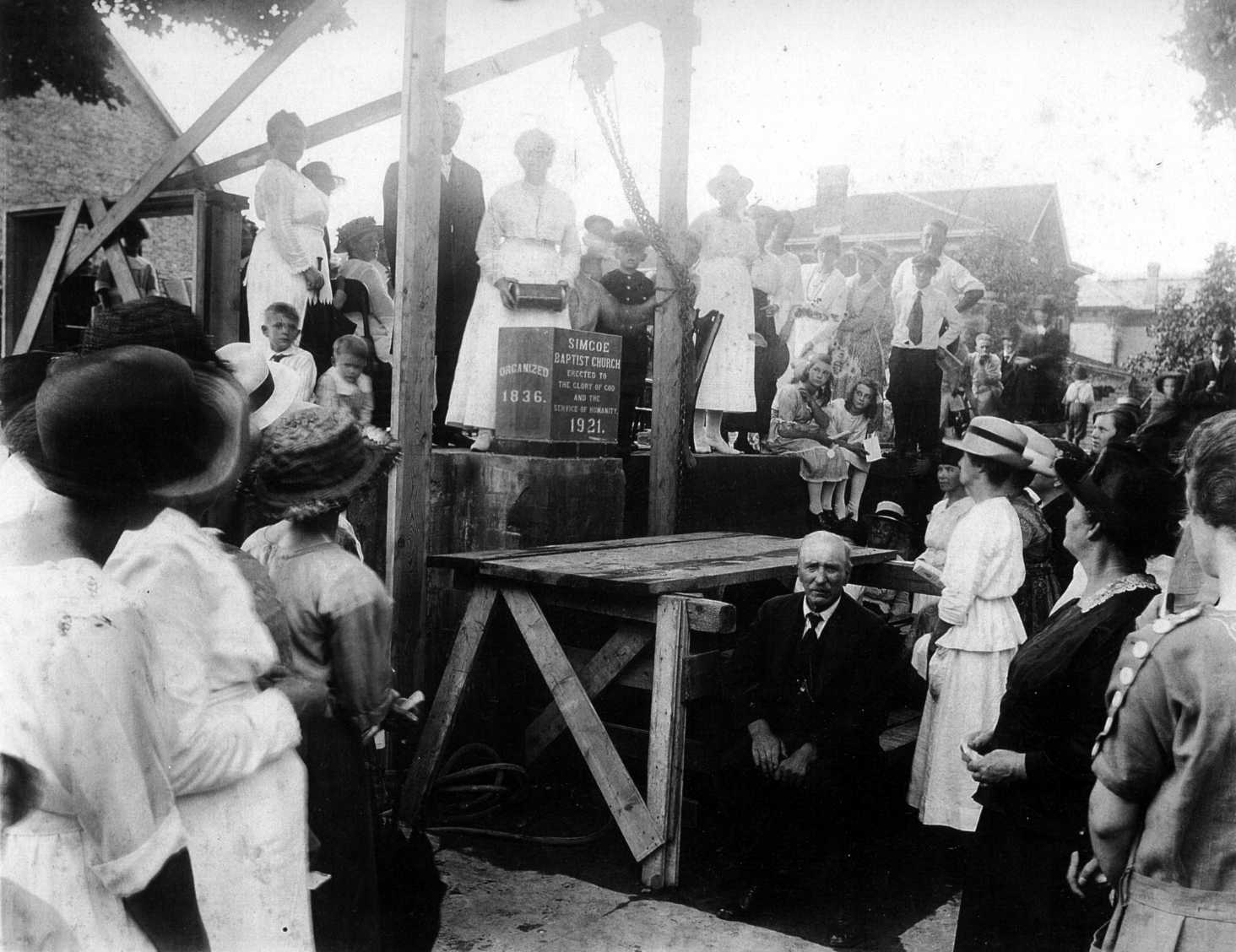 Laying the cornerstone in 1921