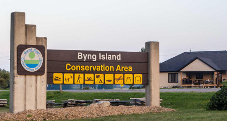Byng Island Conservation Area sign