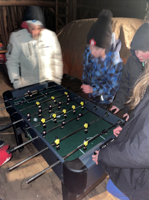 At the foosball table