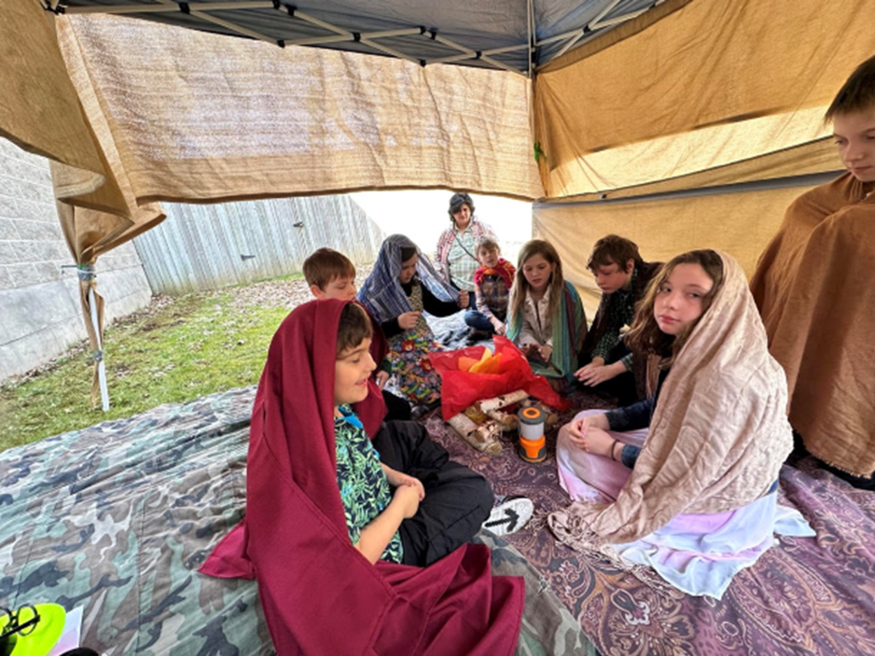 Under the tent
