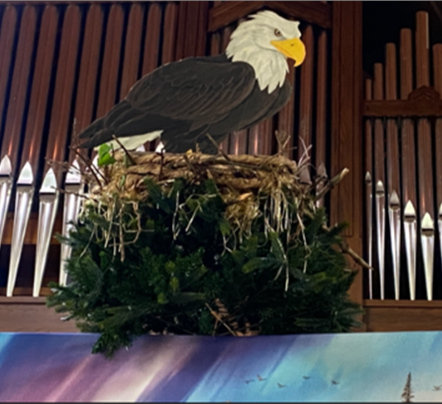 A bald eagle oversaw everything