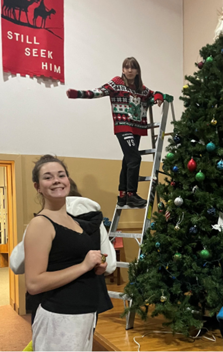 Decorating the Christmas tree