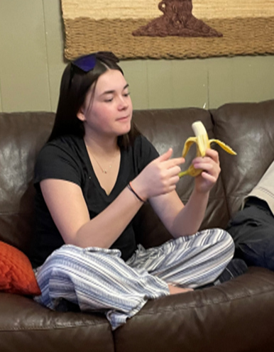 Eating a banana