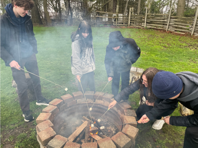 Making smores at the fire pit