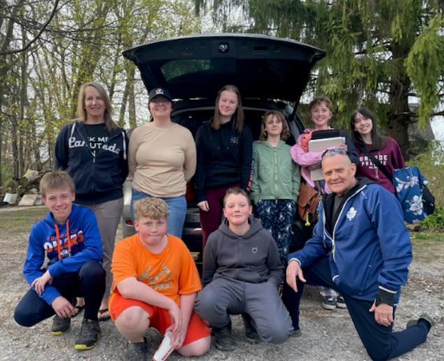 The group gets ready to leave
