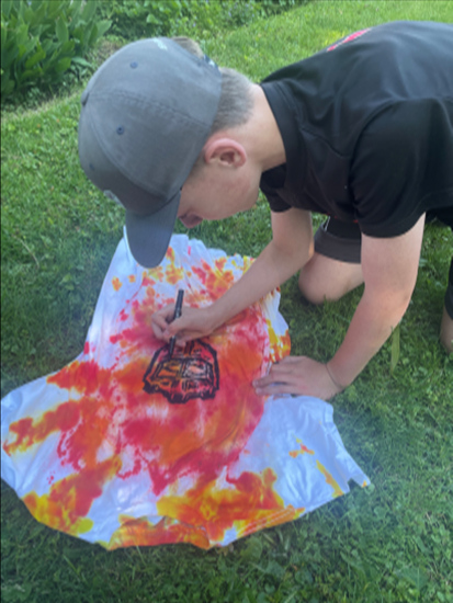 Close-up of the tie-dye