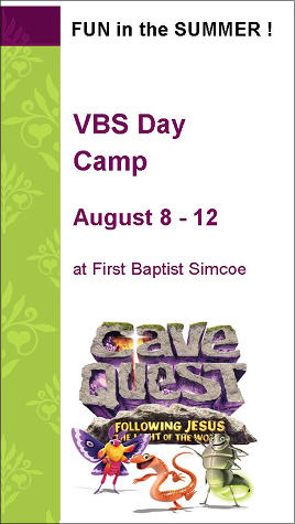 first baptist church of simcoe cave vbs flyer