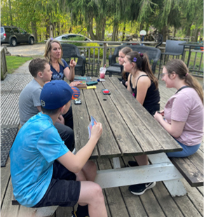 Gathered around the picnic table